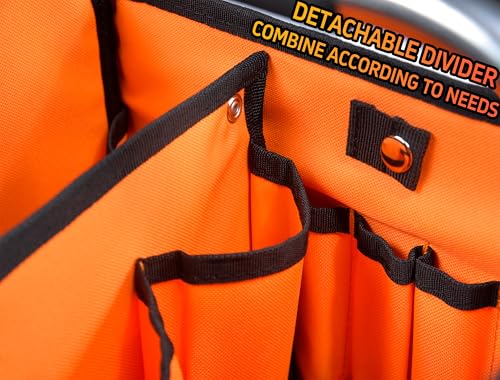 12-Inch Tool Tote Electrician Tool Bag with 34 Pockets & Removable Divider - size: 12 IN