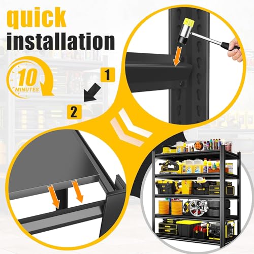 Adjustable Metal Utility Shelving, 4-Tier Free Standing Heavy Duty Storage Unit, Multi-Purpose Sturdy Organizer for Garage, Pantry, Basement, Kitchen & Industrial Shop Use