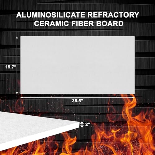 Ceramic Fiber Insulation Board, 2" x 19.7" x 35.5", 2300F Rated, Pack of 1 - size: 2" x 19.7" x 35.5"
