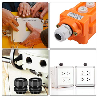 uxcell M25 Cable Gland 2 Holes Waterproof IP68 Nylon Joint Adjustable Locknut for 6.4-8.7mm Dia Wire - size: M25