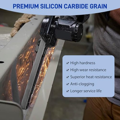 1/2"x18" Sanding Belts Silicon Carbide 5Each of 400 600 800 1000 Grit 20Pcs - color: Assorted Grit(400-1000)
