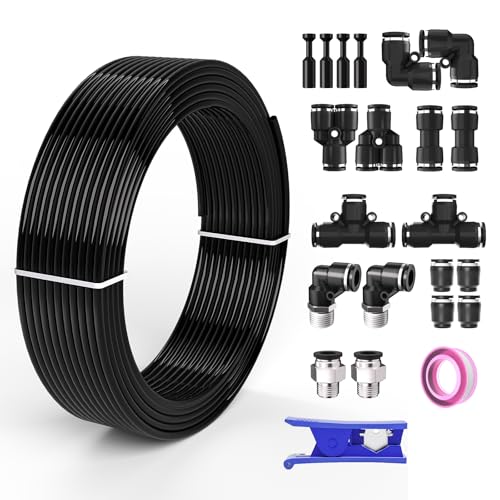 1/8 OD Inch Air Line Hose Tubing Kit Poly Airline Black - color: Black, size: 1/8" OD