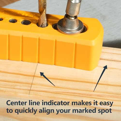 POWERTEC Drill Guide - Multi-Functional Drill Jig Block w/ 6 Common Drill Bit Sizes - for Straight Drilling Holes, Woodworking Tool, 1 PK (71971) - style: Multi-Functional Drill Guide Jig Block (6 Sizes)