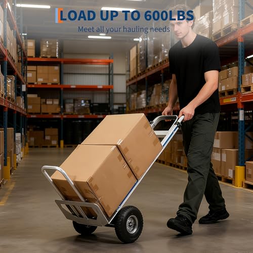 Aluminum Hand Truck Dolly Cart,600 LBS Capacity, with Extendable Base Plate - color: Hand Truck -600 Lbs