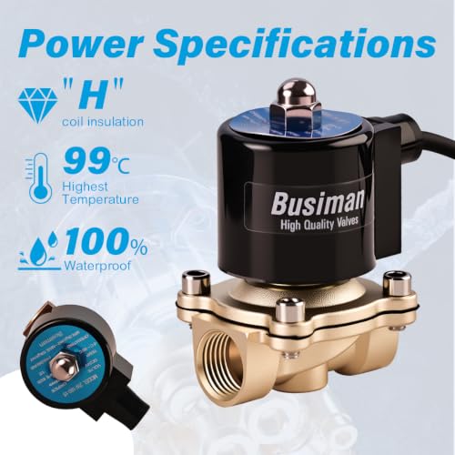 Waterproof Brass Electric Solenoid Valve 1/2" 110VAC Brass Normally Closed - Compatible with Water, Air, Diesel, Gas - Replaceable VITON Seal - Compact Direct Acting - color: 110VAC, size: 1/2"NPT