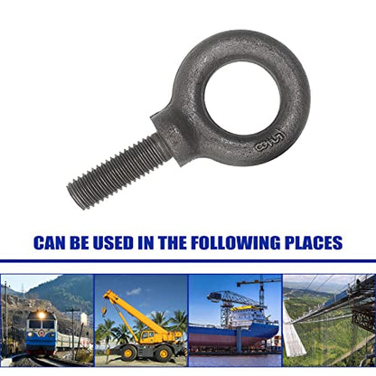 Lifting Shoulder Eye Bolt 5/8"-11 X 1-3/4" 2 Pcs, Industrial Grade Heavy Duty Forged Steel for Truck Tractor Bucket Use As Towing&Pulling Point - size: 5/8“-11