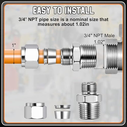 1" OD Compression x 3/4" NPT Male Union Coupling Connectors - size: 1" OD Compression x 3/4" NPT Male