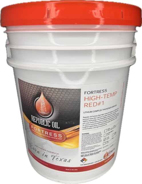 Republic Oil Red High Temp #1 Grease 35lb Lithium Complex Mult-Purpose | Chassis | Wheel Bearings | Tacky | EP1 | Extreme Pressure | 5th Wheels | Agriculture | Construction - size: 35 lb Pail