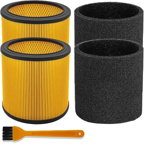 2 Pack Foam Replacement Filter Compatible with Vacmaster Shop Vac 5 to 20 Gallon, Vac Master VCFS Standard Disposal Cartridge Filters For Hart Wet/Dry Vacuums - style: with 2 foam sleeves