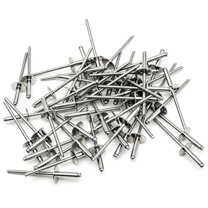 50 Pcs 1/8" x 1/2"(3.2x12mm) Large Flange Stainless Steel Blind Rivets Pop Rivets Core Pulling Rivets,Grip Pange(8.0-9.6mm) - size: 3.2*12MM