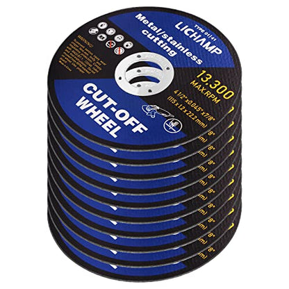 Lichamp 10Pcs 4-1/2" Cut Off Wheels, Metal Cutting Disc for Angle Grinder