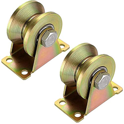 Lyplus Heavy Duty 3-Inch V-Groove Caster Wheels - Load Capacity 1105 Lbs,Smooth Rolling with Double Bearings for Industrial Machines, Sliding Gates, and Wire Rope Rails (2 Pack) - size: 3in-V 2Pack