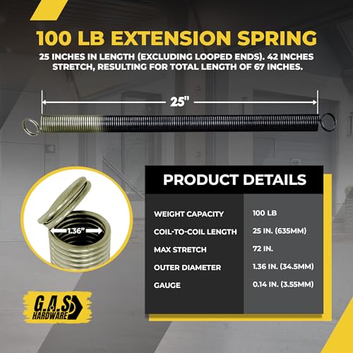 100 lb. Heavy-Duty Double-Looped Garage Door Extension Spring (2-Pack) | Springs for Garage Door Repair Garage Hardware Parts (100-Tan) - size: 100-Tan