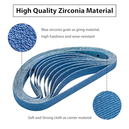 1/2x18 Inch Zirconia Sanding Belts 60 Grit, 30 Pack - color: 60 Grit, size: 1/2x18 inch