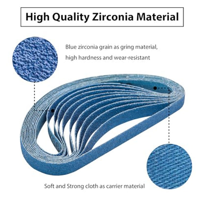 1/2x18 Inch Zirconia Sanding Belts 60 Grit, 30 Pack - color: 60 Grit, size: 1/2x18 inch