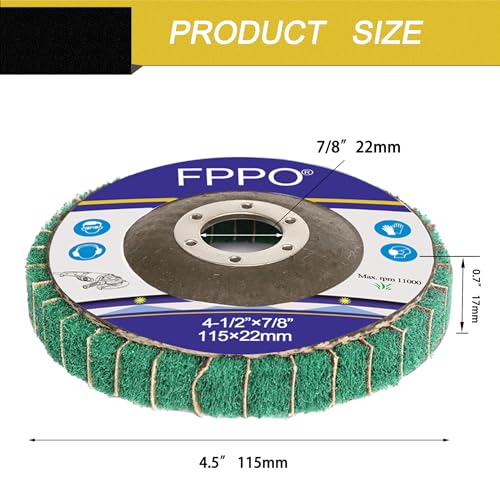 FPPO 5Pcs 4.5" x 7/8" Nylon Fiber Flap Disc Polishing Grinding Wheel,Scouring pad Buffing Wheel for Angle Grinder, Polishing Tools (Grit 120) - style: grit 120