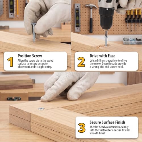 BCP Fasteners 100 Qty #14 x 1" Flat Head Zinc Coated Phillips Head Wood Screws (BCP68) - size: #14 x 1"