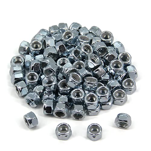 5/16"-18 Nylon Insert Hex Lock Nuts,Carbon Steel White Zinc Plated, Hex Lock Nut Silver Self-Locking Nylock Locknuts,100pcs/pack (5/16"-18-100pcs) - size: 5/16"-18-100pcs