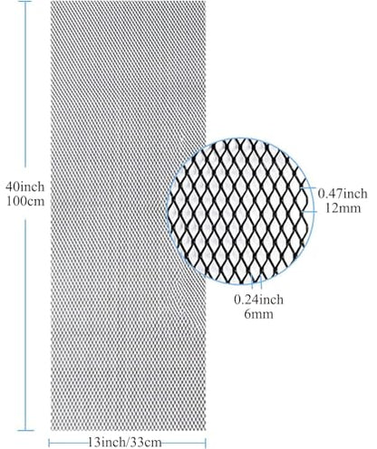 Universal Car Grill Mesh 40" x 13", Black-Painted Aluminum Alloy Automotive Grille Insert, Multifunctional Grille Mesh Roll (black, 6x12mm Rhombic Hole)