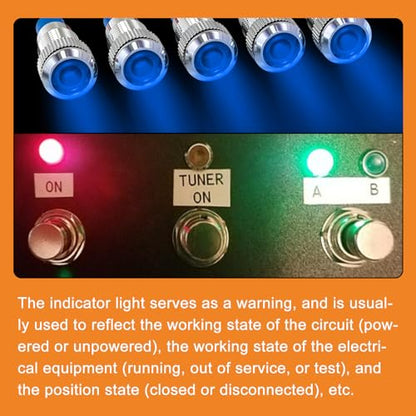 GASHER 5 PCS Energy Saving Indicator Light, LED Light 12V/24V/110V 20mA Panel Mount Light, Mounting Hole Size 8mm(5/16inch) Blue LED (24V) - color: Blue, size: 8MM（24V）
