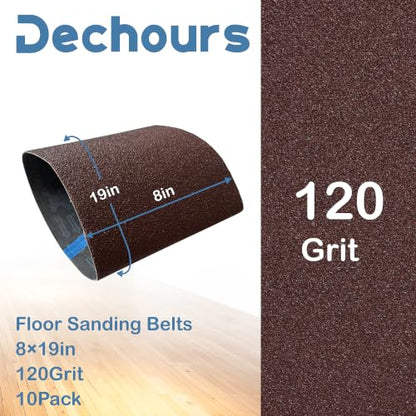 8" x 19" Sanding Belts 120 Grit, 10 Pack – Aluminum Oxide Drum Sander Sandpaper for EZ-8, Pre-Finish Prep for Hardwood Floor Refinishing & Woodworking - size: 120Grit