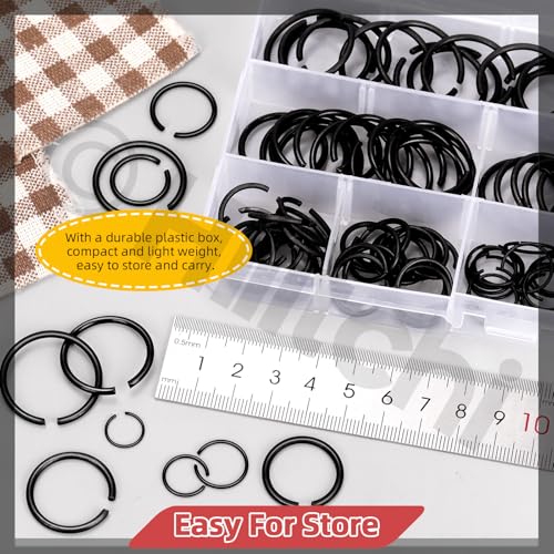 Hilitchi 150PCS Round Wire C-Clips 10 Sizes GB895.2 Retainer Clip Black Internal Snap Rings Round Wire Snap Rings Assortment Kit for Hole Shaft - size: GB895.2