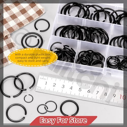 Hilitchi 150PCS Round Wire C-Clips 10 Sizes GB895.2 Retainer Clip Black Internal Snap Rings Round Wire Snap Rings Assortment Kit for Hole Shaft - size: GB895.2