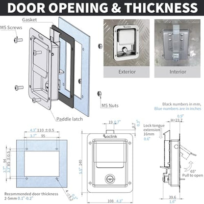 Truck Tool Box Lock Replacement kit, 2PCS Stainless Steel Paddle Latch Truck Bed Toolbox Handle, Trailer Door, RV, Camper, ATV, UTV, 5.85" L x 4.25" W with Keys - color: Silver, size: 2PC (5.5"L x 4.3"W x 1.6"H)