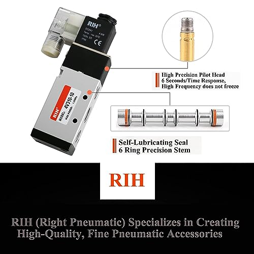 RIH Pneumatics Solenoid Valve 4V310-10 12V/24V/110V Series Single Coil Pilot-Operated Electric 2 Position 5 Way Connection Type (DC24V/Junction Box, 3/8"NPT) - size: DC24V/Junction Box, style: 3/8"NPT