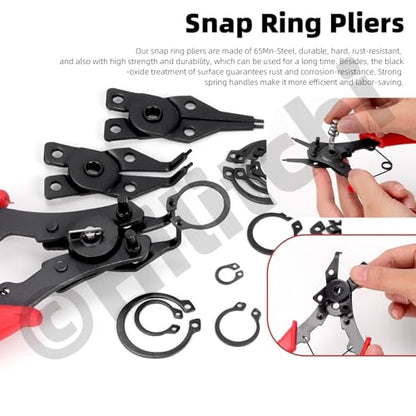 Hilitchi 312Pcs Snap Rings Assortment Kit Manganese Steel C-Clip External Retaining Rings (M4-M28)+ E-Clip External Retaining Ring Assortment Set(1.5mm-10mm) + Snap Ring Plier Set + Tweezer