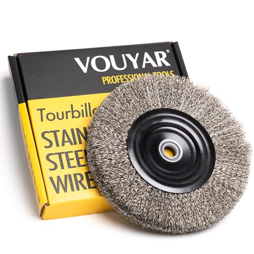 6 Inch Stainless Steel Wire Wheel for Bench Grinder with 1/2-Inch and 5/8-Inch Arbor, .012" Stainless Steel Wire - size: 6 INCH
