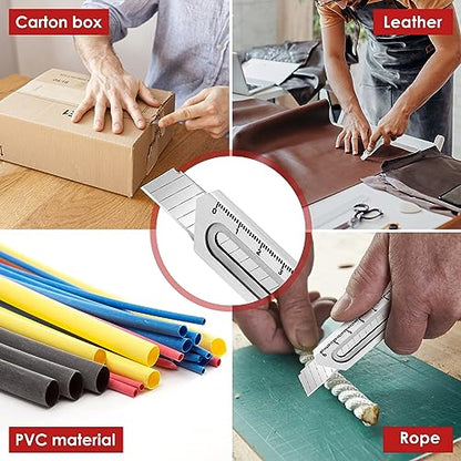 BIBURY 2 Pack 18mm Retractable Utility Knife, Stainless Steel Box Cutter - color: Silver