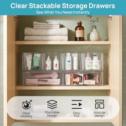 Vtopmart Clear Stackable Storage Drawers, 6 Pack Large Organizer Set - style: 2 Wide+4 Medium
