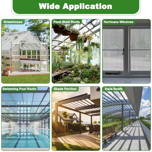 Quibbay 6PCS Polycarbonate Greenhouse Panels Sheets, 6' x 2' x 0.32'' Three-Layer Honeycomb Panels, UV Protected Corrugated Plastic Roof Panels, Clear Replacement Panels for Greenhouse Covering - style: 6' X 2' X 0.32''