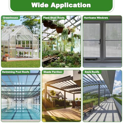 Quibbay 6PCS Polycarbonate Greenhouse Panels Sheets, 6' x 2' x 0.32'' Three-Layer Honeycomb Panels, UV Protected Corrugated Plastic Roof Panels, Clear Replacement Panels for Greenhouse Covering - style: 6' X 2' X 0.32''