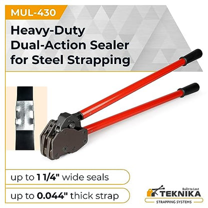 IDL Packaging Teknika MUL-430 Heavy Duty Dual-Action Sealer for Steel Strapping, 1-1/4" Strap Width - size: for 1 1/4" PRO steel strapping
