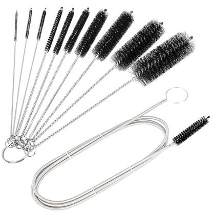 CiaraQ11-Piece Black Tube & Pipe Cleaning Brush Set - color: Black+black, size: 8.0 Inch & 60 Inch