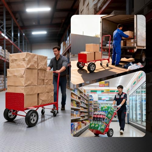 NORTHSKY 2-in-1 Convertible Hand Truck & Platform Cart, 990 lbs Heavy Duty Folding Dolly with 10" Solid Rubber Wheels, Steel Frame Hand Truck Dolly for Moving, Warehouses, Garages – Beveled Nose Plate