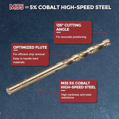5pcs Drill Bit 4.2mm Diameter M35 5% Cobalt HSS for Metal - size: 4.2mm
