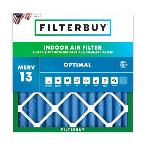 Filterbuy 12x12x2 Air Filter MERV 13 Smoke & Allergy Defense (1-Pack) - size: 12x12x2