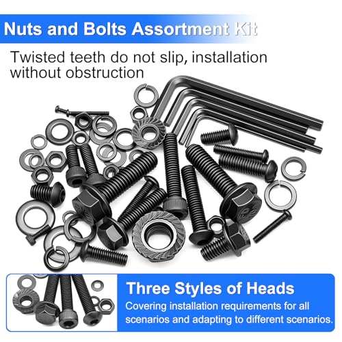 3160Pcs Flange Bolt Assortment, Metric Bolt Kit with Nuts Washers - color: Black - M2 M3 M4 M5 M6x1.0 M8x1.25 M10x1.5
