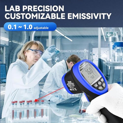 Infrared Thermometer Gun 1500℃ with APP Control, Laser Targeting, 30:1