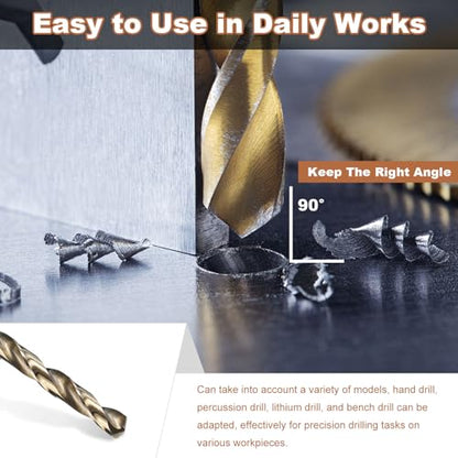 HARFINGTON 10pcs M35 Cobalt Twist Drill Bit 4.2mm(11/64") Dia High-Speed Steel Metric Drill Bit with Titanium Coating for Drilling Hard Metals, Stainless Steel, Alloy Steel, Cast Iron - size: 4.2mm