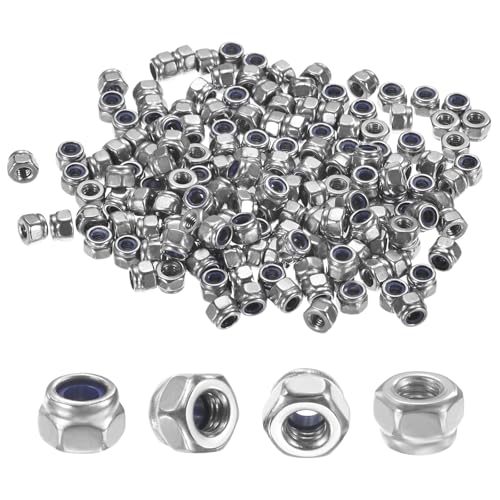 M METERXITY 100-Pack Nylon Insert Hex Lock Nuts, M2.5 x 0.45mm Thread 304 Stainless Steel Self-Locking Locknuts Hexagon Nut Metric Nuts for Machinery/Home Repair/Industrial Fasteners - size: M2.5 x 0.45mm