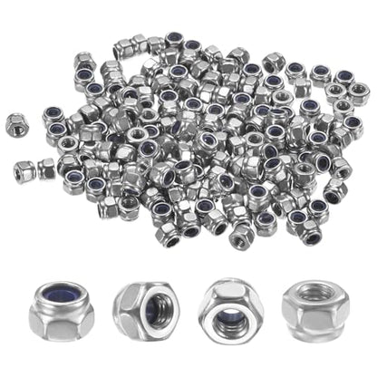 M METERXITY 100-Pack Nylon Insert Hex Lock Nuts, M2.5 x 0.45mm Thread 304 Stainless Steel Self-Locking Locknuts Hexagon Nut Metric Nuts for Machinery/Home Repair/Industrial Fasteners - size: M2.5 x 0.45mm