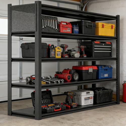 Storage Shelves with Pegboard,72“*48" Wide 24”Heavy Duty - size: 72H"48"W 24"D with pegboards
