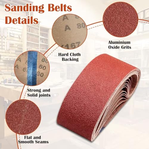 4 x 24Inch Aluminum Oxide Sanding Belts,5Each of 40 80 120 240 Grits,20 Pcs - size: 4*24