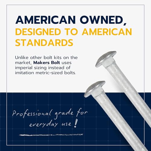3/8" x 12" (50 Pack) Galvanized Carriage Bolt Kit, Grade 307A, Hot Dip Galvanized for Exterior Use by Makers Bolt - size: 3/8 x 12