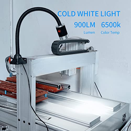 900 Lumens LED Machine Shop Light, IP65 Water Proof Flexible Gooseneck Lamp, 20" Adjustable Gooseneck w/Screw Base for Lathe, Drill Press, and Workbench - color: LED 9 Watt 900LM