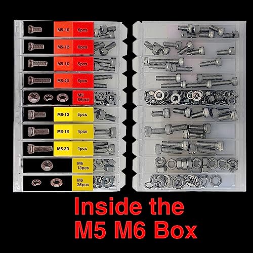 EEEEE 982pcs M2 M2.5 M3 M4 M5 M6 Hex Socket Cap Screws Head Cap Screws 304 Stainless Steel Nut Bolt Kit Screw Assortment Set with Machine Assorted Washer Small Spring Washer and Nut Set - size: M2 M2.5 M3 M4 M5 M6 982 pieces